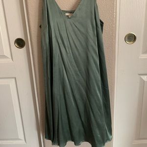 Silk spaghetti strapped dress. Sage green. Size 12